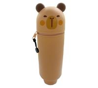 jamgeery Pen Holder for Desk - Cartoon Capybara Foldable Pen Holder,Storage Silicone Zippered Opening for Desk School Supplies Student Teacher Classroom Home Dorm Teens