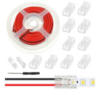 JAMHER 10 Pack LED Strip Connector RGB Lights Adapter Lighting Pin Connectors Clear Unwired Gapless Track Lighting Connector with 5M/16.4ft Cable(2 PIN 8 MM)