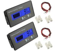 JAMHER 2 Pieces Battery Capacity Voltmeter Monitor, DC 12V 24V 36V 48V 72V 84V Message Battery capacity for Lead Acid and Lithium ion Battery Power Indicator (Blue light)
