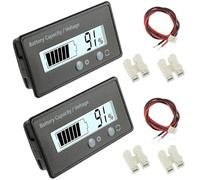 JAMHER 2 Pieces Battery Capacity Voltmeter Monitor, DC 12V 24V 36V 48V 72V 84V Message Battery capacity for Lead Acid and Lithium ion Battery Power Indicator (White light)