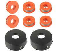 JAMHER 6PCS Replacement Spool F016800175 1.6mm x 8m with 2PCS F016L71088 Spool Cover, Compatible with Bosch Art 23 26 30 Combitrim Easytrim Strimmer (6 Spool + 2 Cover)