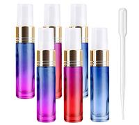 JamHooDirect 10ml Mini Glass Spray bottle Colorful Perfume Bottles with Golden Fine Mist Pump Spray Refillable Bottle with 3Ml Dropper for Essential Oils Aromatherapy - Ideal for Home and Travel Use