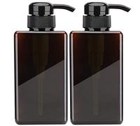 JamHooDirect 2Pcs 450ml / 15.8oz Empty Plastic Pump Bottles, Refillable Lotion Shampoo Body Washing Cream Shower Gel Square Storage Holder Container Toiletries Liquid Dispenser (Brown)