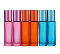 JamHooDirect 6Pcs, 10ml Essential Oils Roller Bottles, Empty Refillable Colorful Frosted Glass Roll on Bottles with 1 Opener & 1 Dropper, Perfect for Aromatherapy, Fragrance, Perfume