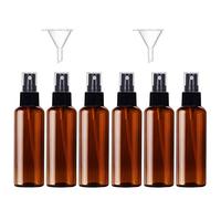 JamHooDirect 6PCS,50ml Empty Plastic Spray Bottle Fine Mist Travel Atomiser Set with 2 Funnels and 12 Labels - Refillable Travel Bottle Toiletries Liquid Containers for Cosmetic Make-up (Brown)