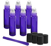 JamHooDirect Roller Bottles - 10ml Premium Quality Glass Refillable Essential Oil Roller on Bottles with Lid Opener Pry Tool, Set of 6 for Aromatherapy, Essential Oils, Perfumes (6 Blue)