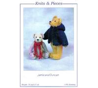 Jamie and Duncan Miniature Toy Teddy Bears Knitting Pattern: height Jamie 4" 10cm - Duncan 5" 13cm