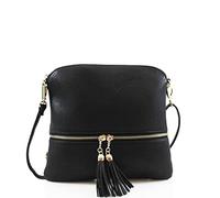 Jamie Bags Black Crossbody bags for women, mini shoulder bags with long bag strap, Stylish Black handbags for women, tassel leather phone bag for daily use