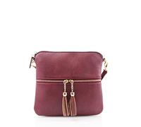 Jamie Bags Mini Crossbody Bags for Women, leather phone bag with long bag strap, Multipurpose Ladies Handbags & shoulder bags with Tassel (Burgundy)