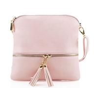 Jamie Bags Mini Crossbody Bags for Women, leather phone bag with long bag strap, Multipurpose Ladies Handbags & shoulder bags with Tassel (Baby Pink)