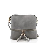 Jamie Bags Mini Crossbody Bags for Women, leather phone bag with long bag strap, Multipurpose Ladies Handbags & shoulder bags with Tassel (Grey)