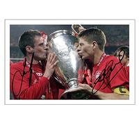 JAMIE CARRAGHER & STEVEN GERRARD Signed 12x8 Inch Photo Print With Pre Printed Signature Liverpool Autograph Gift - 2005 Champions League Final