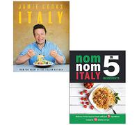 Jamie Cooks Italy [Hardcover], Nom Nom Italy In 5 Ingredients 2 Books Collection Set