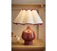 Jamie Glazed Ceramic Table Lamp with Scallop Trim Lamp Shade ValueLights Burgundy One Size