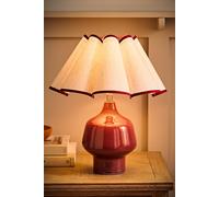 Jamie Glazed Ceramic Table Lamp with Scallop Trim Lamp Shade with Bulb ValueLights Burgundy One Size