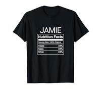 Jamie Nutrition Facts Class Sass Style Funny Name Parody T-Shirt