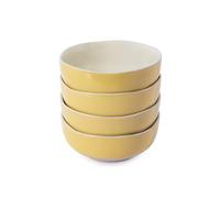 Jamie Oliver Big Love Brilliant Bowls, Set of 4, Yellow Glazed Stoneware Cereal Bowls, Perfect for Soup, Breakfast, Desserts, Dishwasher, Microwave Safe, Dinnerware, Gift Boxed