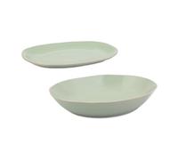 Jamie Oliver Big Love Entertainment Set, Feast Platter and Bowl Set, Stoneware Round Green Oven-To-Table Platter, Stoneware Green Deep Organic Shaped Serving Bowl, Dishwasher, Oven-Safe