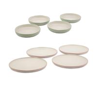 Jamie Oliver Big Love Plate and Bowl Set, 4 x Perfect Plates and 4 x Dishy Bowls, Stoneware, Set of 8 - Pink - Stoneware - Dinning Sets