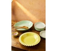Jamie Oliver Big Love Super Server Set, Yellow Stoneware Super Server and Wooden Serving Spoons, Set of 2 - Yellow - Stoneware and Mango Wood - Bowls