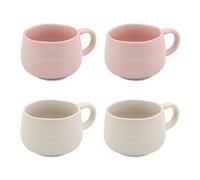 Jamie Oliver Big Love White and Pink Cosy Cuppa Set, 4pc Speckled Stoneware Coffee Mugs, Tea Mugs for Any Occasion, Dishwasher, Microwave, 12.7oz, 375ml, 13x10x7cm