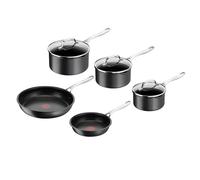Jamie Oliver by Tefal Cook's Direct Hard Anodised Induction 5-Piece Cookware Set, Non-Stick Coating, Safe Non-Stick Cookware, Heat Indicator, Induction Pan E017S555