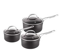 Jamie Oliver By Tefal Hard Anodised Saucepans with Lids, Set of 3, Black