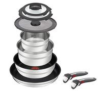 Jamie Oliver By Tefal Ingenio 9-Piece Cookware Set, Stainless Steel, Non-Stick, Removable Handle, All hobs Compatible Including Induction, L9769932