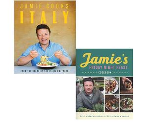 Jamie Oliver Collection Jamie cooks italy,jamie's friday night feast 2 Books Set