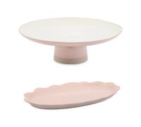 Jamie Oliver Set of 2 Big Love Platter & Cake Stand in Baby Pink Jamie Oliver Baby Pink