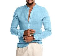Jamie - The Stylish Linen Shirt Men's Shirts Made of Linen, Casual Shirts, Long Sleeve Shirts, sky blue, XXL