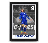 Jamie Vardy Signed Poster Print - Limited Edition Autograph Fan Gift - Collectible Memorabilia Merchandise (Framed A4 (30x21cm))