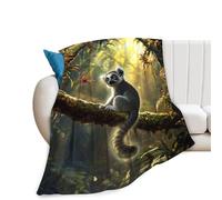 jamie world Lemur Blanket Lemurs Lovers Gifts Cozy Plush Rainforest Lemur Throw Blanket Fuzzy Flannel Fleece Animal Blankets for Girls Boys Women Men 50"x40"