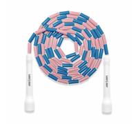 JamieJumps Professional Beaded Jump Rope - Fully Adjustable, For Freestyle, Cardio & Tricks - All Levels & Indoor/Outdoor Use, Quality Beads & Poly Cord. (Pink n Blue)