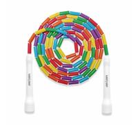 JamieJumps Professional Beaded Jump Rope - Fully Adjustable, For Freestyle, Cardio & Tricks - All Levels & Indoor/Outdoor Use, Quality Beads & Poly Cord. (Rainbow)