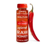 Jamie's Hive to Table Hot Honey, 340.2 g - 100% Natural Raw Honey Infused with Extra Hot Pepper Extract - Gluten Free, Non-GMO - Spicy Honey Perfect for Your Pizza, BBQ, Charcuterie, or Cocktails