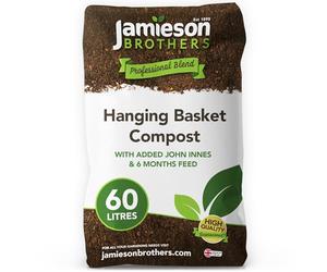 Jamieson Brothers® Hanging Basket Compost 60L - Premium Blend with 6 Months Feeding and Added John Innes for Vibrant, Long-Lasting Blooms - Ideal for Hanging Baskets and Containers