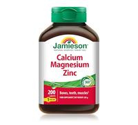 Jamieson Calcium Magnesium + Zinc, for Healthy Bones, Healthy Teeth, Muscle Function, Immune Function, Vegetarian, Gluten Free, Lactose Free, Bonus Size, 200 Caplets, 1 a Day Formula