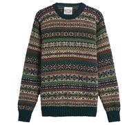 Jamiesons of Shetland Fair Isle Crew Knit Green/Beige/Red
