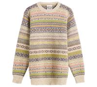 Jamiesons of Shetland Fair Isle Crew Knit White/Green &Pink