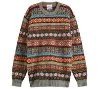Jamieson's of Shetland Men's Brushed Fair Isle Crew Knit Steel Grey