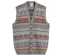 Jamieson's of Shetland Men's Fair Isle Button Through Vest Steel Grey