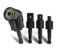 Jamiikury 105 Degree Right Angle Driver, 360° Rotatable 1/4" 3/8" 1/2" Impact Grade Socket Adapter Set, Power Screwdriver Drill Extension Kits with 1/4" Hex Quick Change Drive - Pack of 4