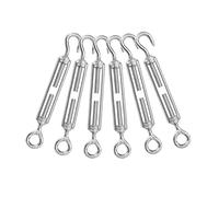 Jamiikury 6PCS M5 Hook & Eye Turnbuckle 304 Stainless Steel Turnbuckle Wire Rope Tension Heavy Duty Turnbuckles for Cable Railing Wire Rope Hardware Kit (M5, Hook & Eye)