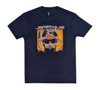 Jamiroquai Men's Orange Glow Cotton T-Shirt in Navy | Size: Medium Jamiroquai Navy M