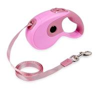 JAMISAY Retractable Dog Leash, 9.8FT Dog Walking Leash for Small Medium Dog Up to 45lbs, One-Handed Brake, Pause, Lock, No Tangle Nylon Tape, Anti-Slip Handle, Pink 3M