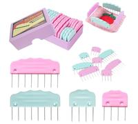 JAMIT 20pcs Knit Blocking Pin Kit, Knit Blockers Combs for Crochet Knitting Blocking Board Mats, Knit Blocking Pins for Crochet Projects Sewing Lace Needlework Projects Tool (Pink Blue)