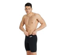 ARENA Solid Team Swimwear for Men, Quick Dry Swimsuit, Men's Jammer, MaxLife Eco Fabric with Maximum Chlorine Resistance and UPF 50+ UV Protection and Front Lining Black-White