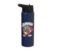 Jammin' Cartoon Musician Playing Guitar Stainless Steel Insulated Water Bottle