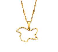 Jammu and Kashmir Map Pendant Necklace - Jammu and Kashmir Hollow Map Outline Necklace - for Unisex Minimalist Jewelry - Hip-hop Style Necklaces,Golden,45cm